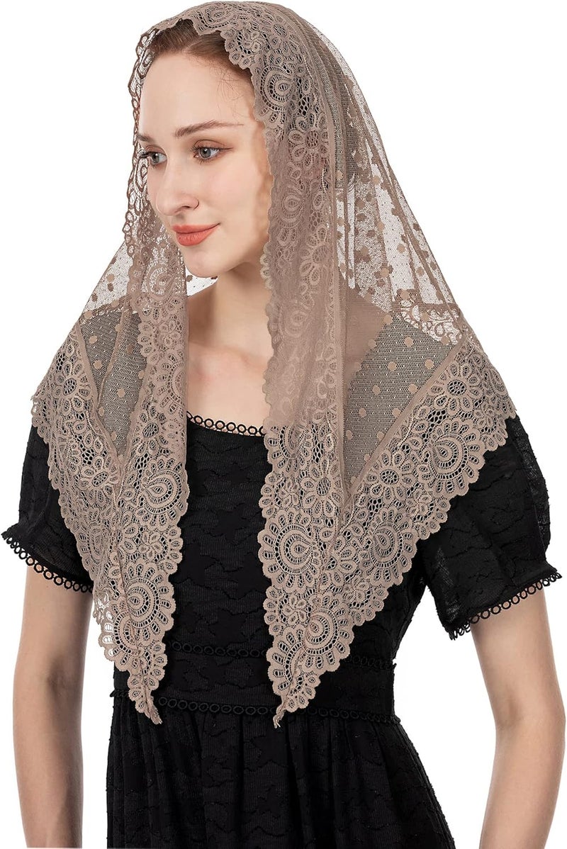 Wgior Triangle Vintage Inspired Lace Chapel Veils Catholic Mass Head Covering Scarf Mantilla Veils for Church - Image 1